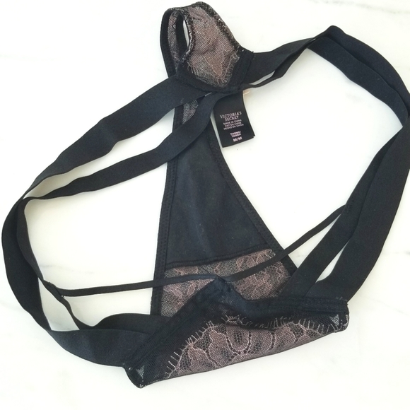 Victoria's Secret Vintage Very Sexy Strappy Lace Sheer Mesh Thong Tanga Panty - Picture 11 of 15
